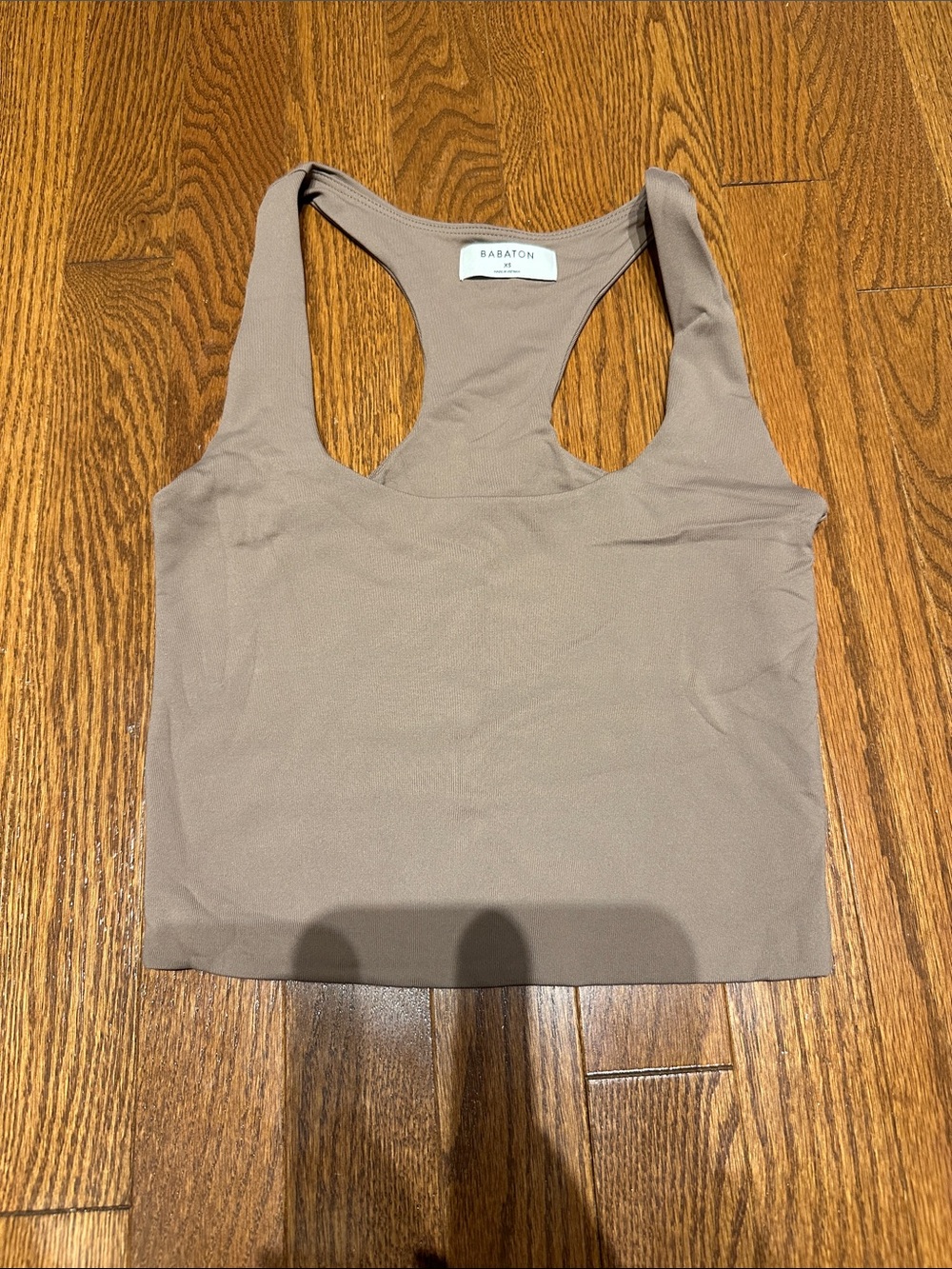 Babaton Contour Light Brown Racerback Cropped Tank